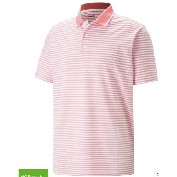Puma 537447 Mattr Feeder Polo Shirt Flamingo Pink Stripe ( M ) - Picture 1 of 3